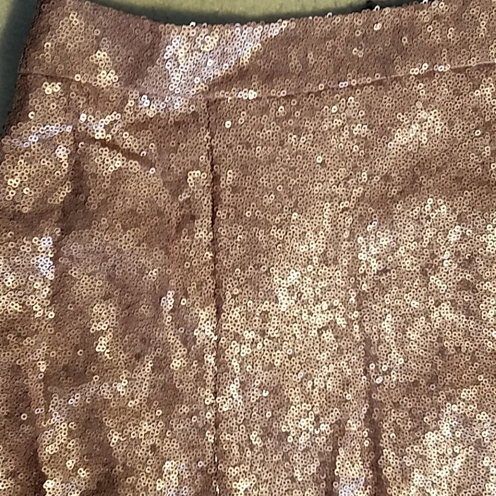 NWT Decree Bronze Lined Sequin Mini Skirt Large - Picture 3 of 6